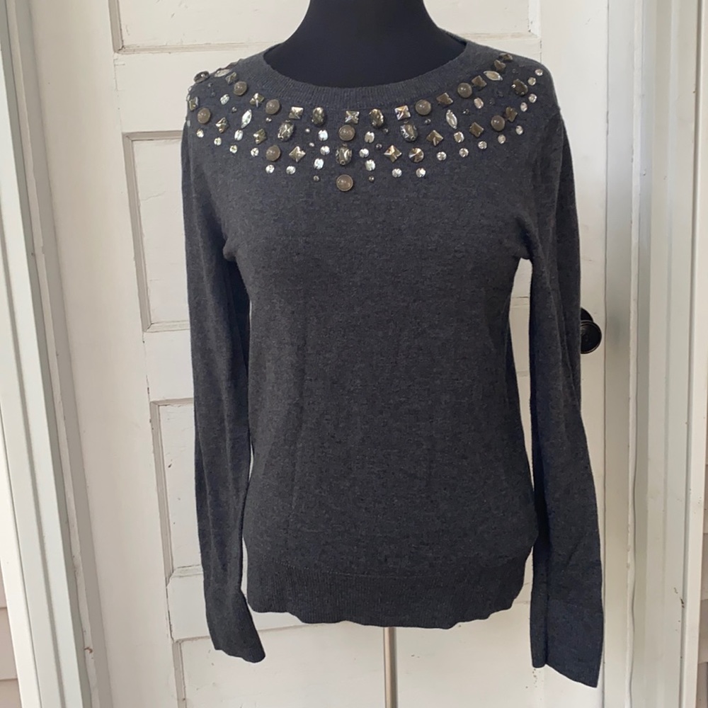 A New Day Bejeweled Gray Sweater